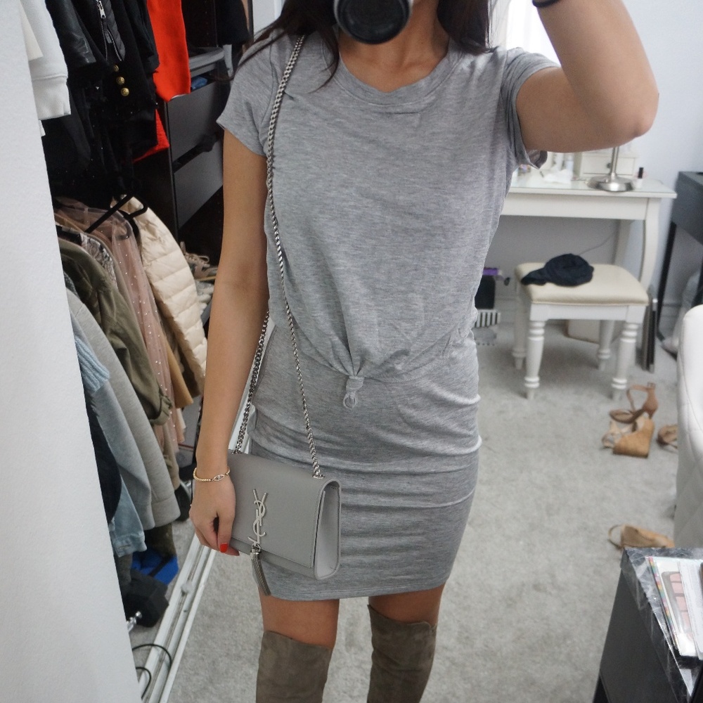 Grey Tie Know T Shirt Dress